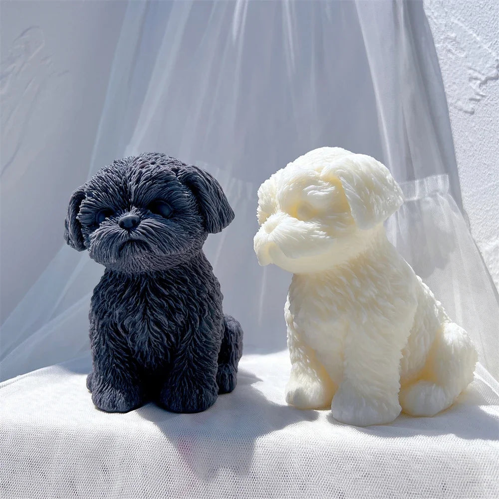 Sitting Shih Tzu Puppy Silicone Candle Mold Figurine Dog Lover Home Decor Animal Pet Puppy Soy Wax Silicone Mould