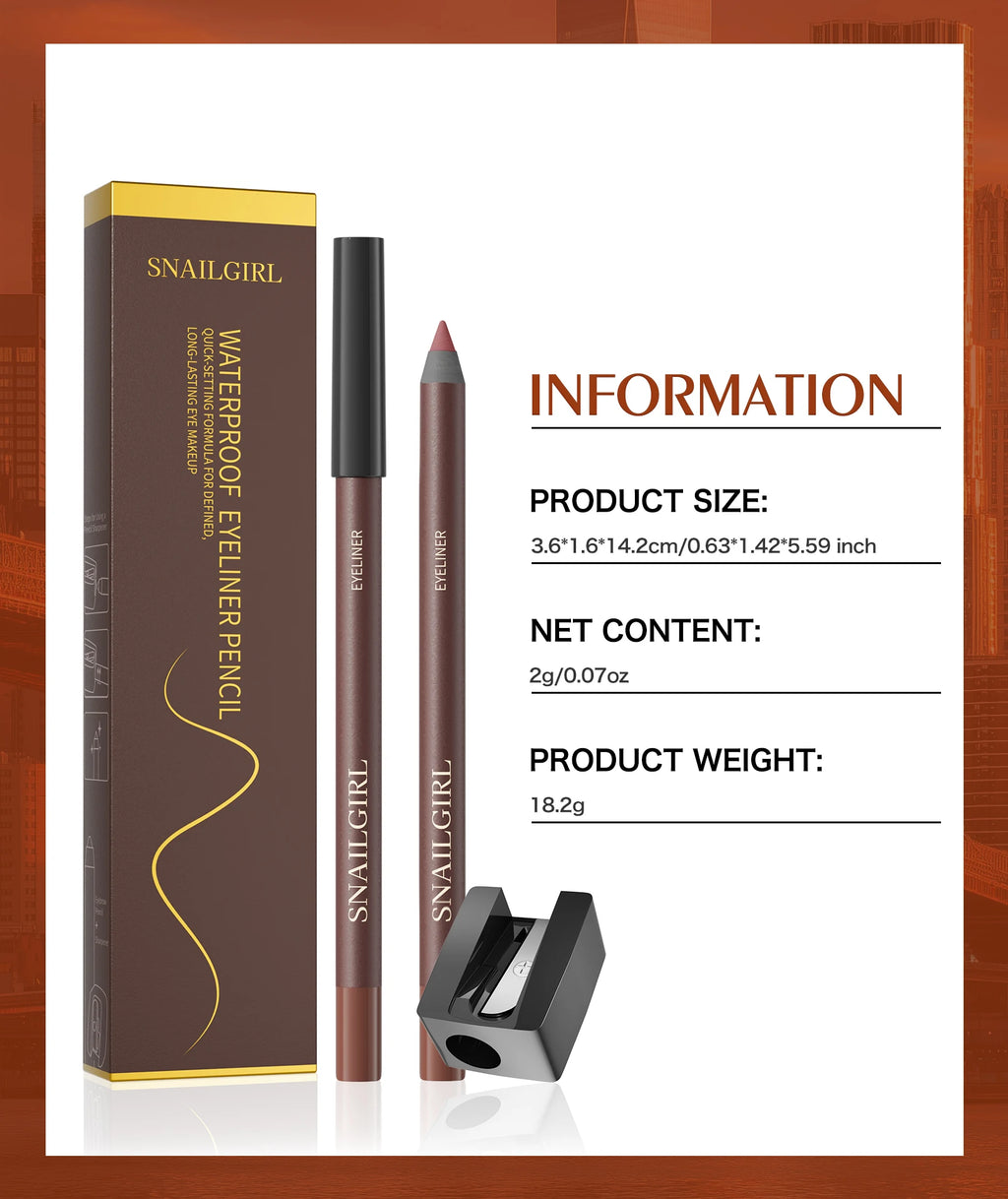 Crayon eyeliner, résistant à l'eau et à la transpiration, longue tenue et sans bavure, avec recharge dure.