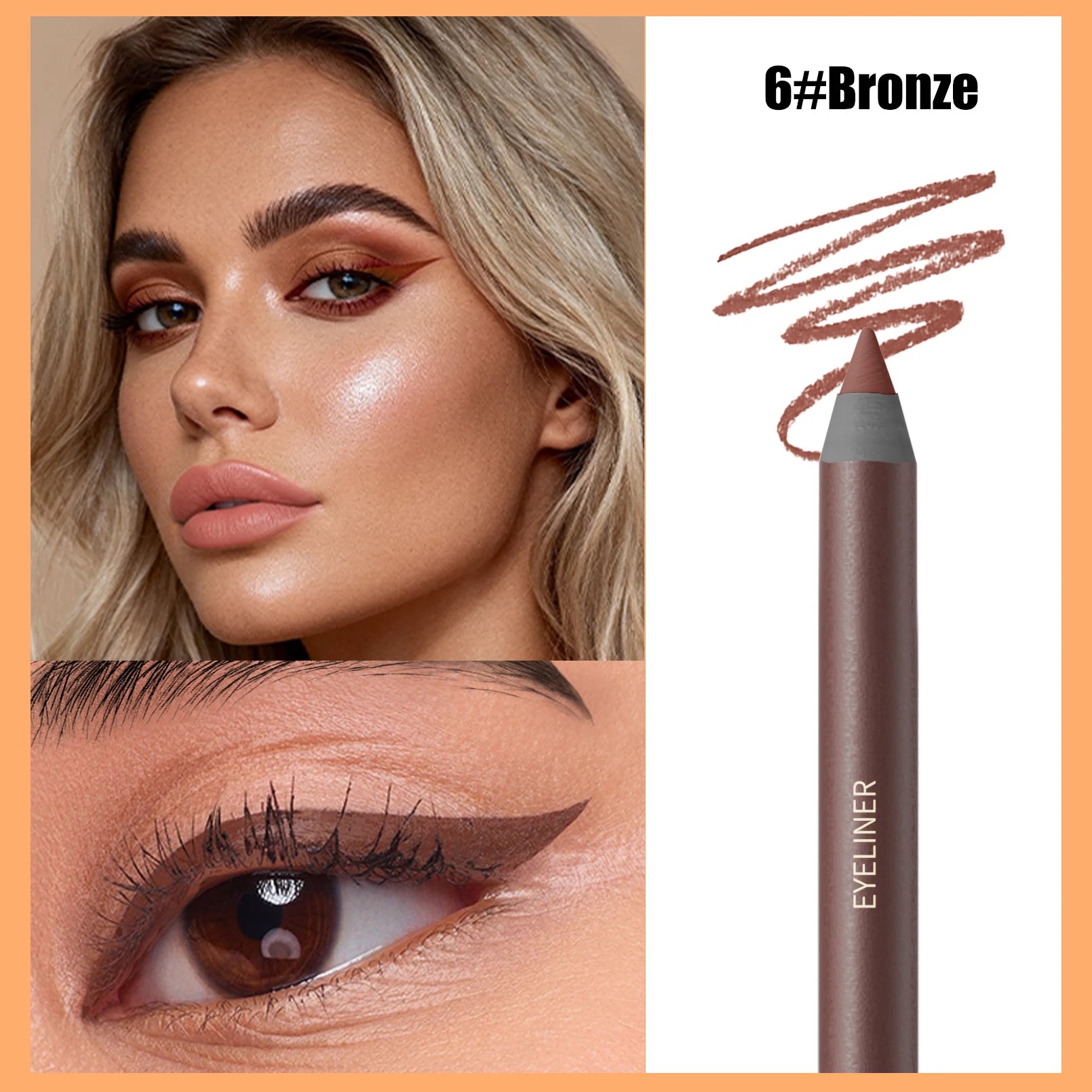 Crayon eyeliner, résistant à l'eau et à la transpiration, longue tenue et sans bavure, avec recharge dure.