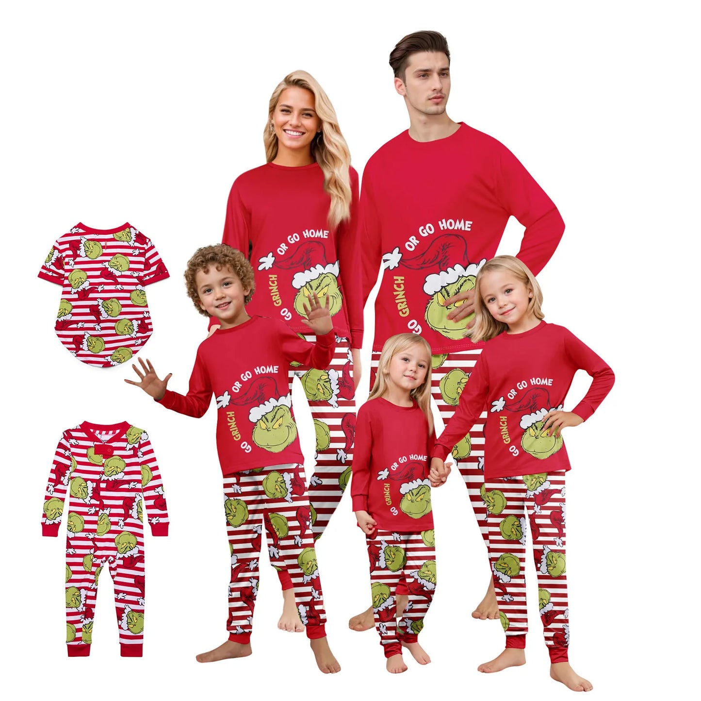 Family Matching Christmas Pjs, Playful Cartoon 2-Piece Pajama Set, Festive And Fun Holiday Sleepwear For The Whole Family