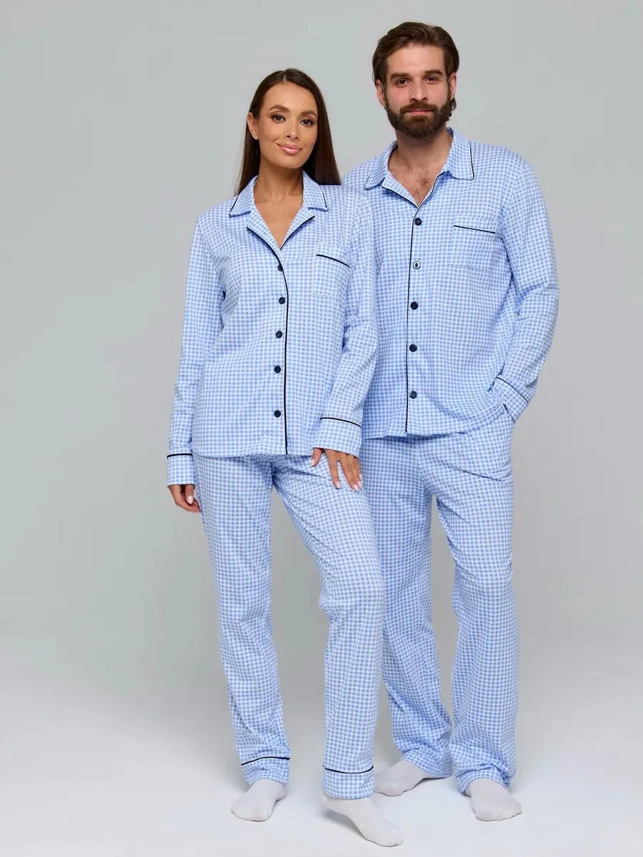 Mozuleva 100% Cotton Plaid Long Sleeved Pants Pajamas Set Autumn New Women's Comfortable Home Clothing Nightgown 2-Piece Set