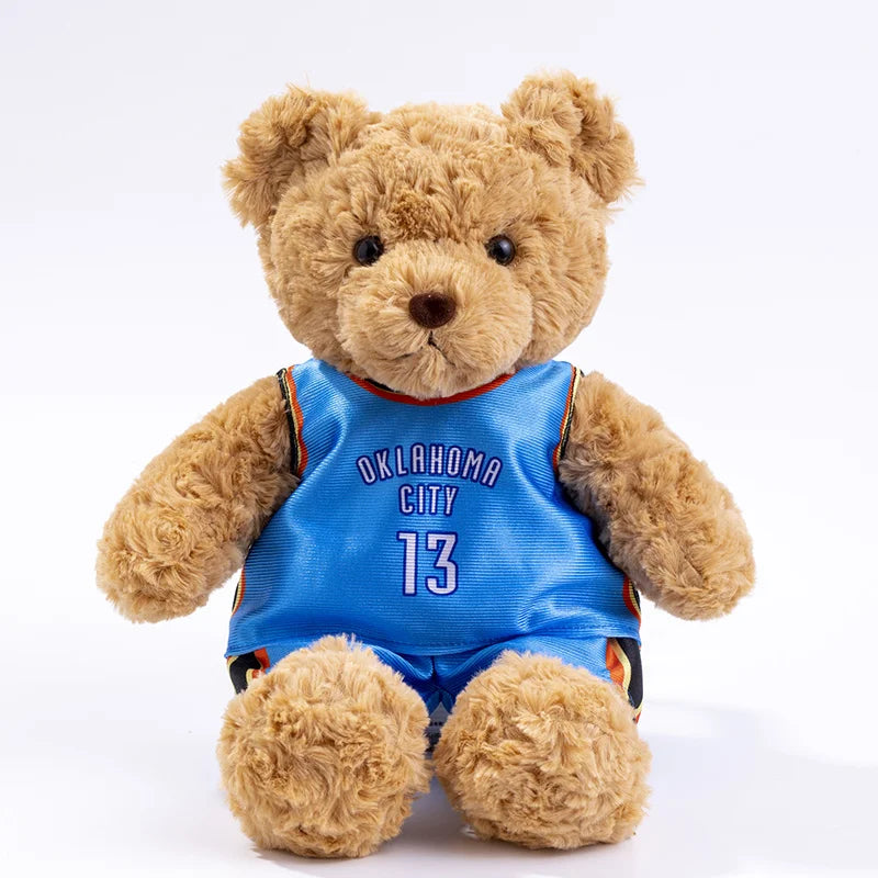 25cm Cute Bear Plush Toy Stuffed Teddy Bear Wear Basketball Star T-shirt Kids Toys Birthday Christmas Gift for Basketball Fans