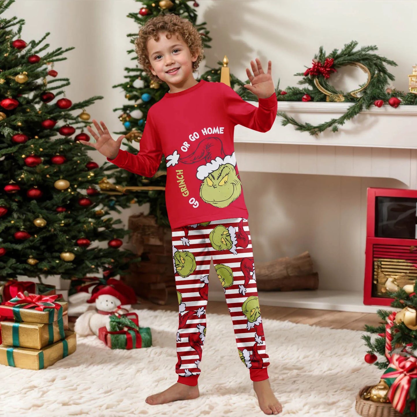 Family Matching Christmas Pjs, Playful Cartoon 2-Piece Pajama Set, Festive And Fun Holiday Sleepwear For The Whole Family