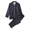 Couple's Home Clothes High-quality Cotton Flannel Warm Long Sleeve Long Trousers 2 Pcs Pajamas Set Checkered Sleepwear Clothes