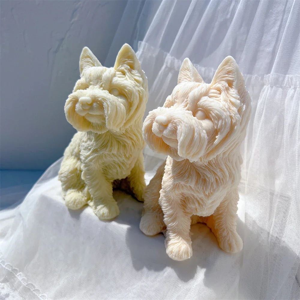 Yorkshire Terrier Dog Statue Candle Silicone Mold Animal Pet Puppy Soy Wax Silicone Mould Figurine Dog Lover Home Garden Decor