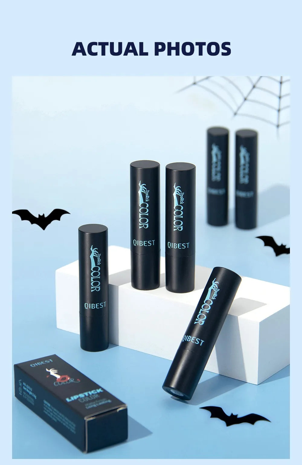 8 Colors Matte Nude Clay Lipstick Vampire Makeup Punk Black Lip Gloss Dark Paint Stick Durable Waterproof Lasting Cosmetics