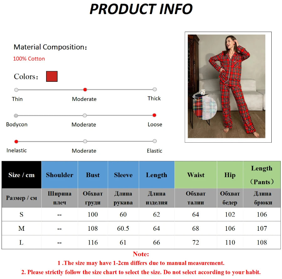 Mozuleva 100% Cotton Plaid Long Sleeved Pants Pajamas Set Autumn New Women's Comfortable Home Clothing Nightgown 2-Piece Set