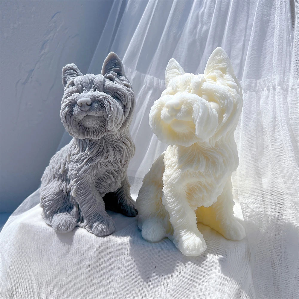 Yorkshire Terrier Dog Statue Candle Silicone Mold Animal Pet Puppy Soy Wax Silicone Mould Figurine Dog Lover Home Garden Decor