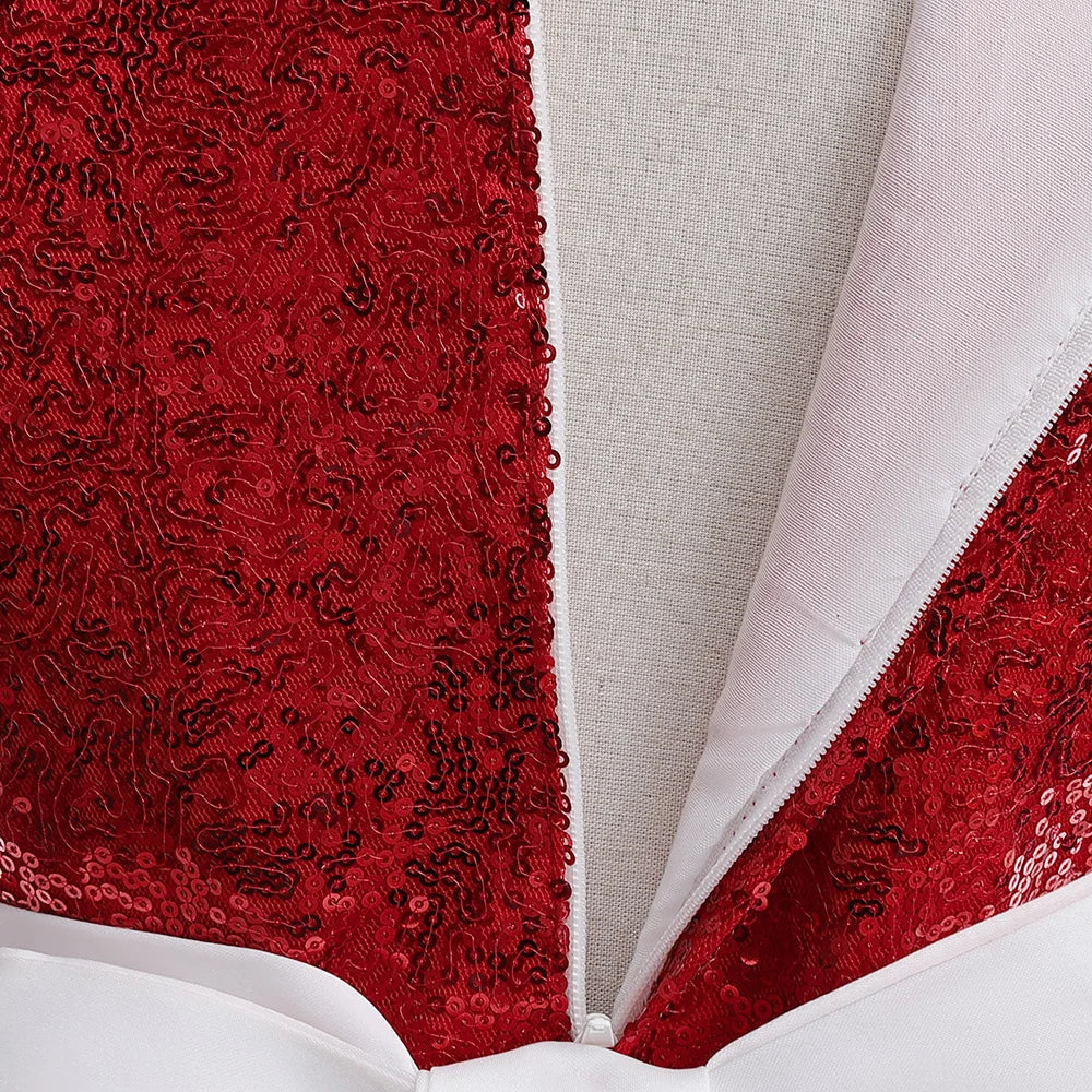 Robe de carnaval de Noël à paillettes brillantes pour filles, robe de princesse rouge avec nœud, robe tutu pour concours de beauté, costumes d'Halloween pour filles