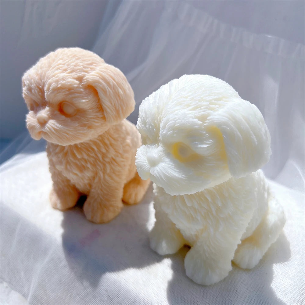Sitting Shih Tzu Puppy Silicone Candle Mold Figurine Dog Lover Home Decor Animal Pet Puppy Soy Wax Silicone Mould