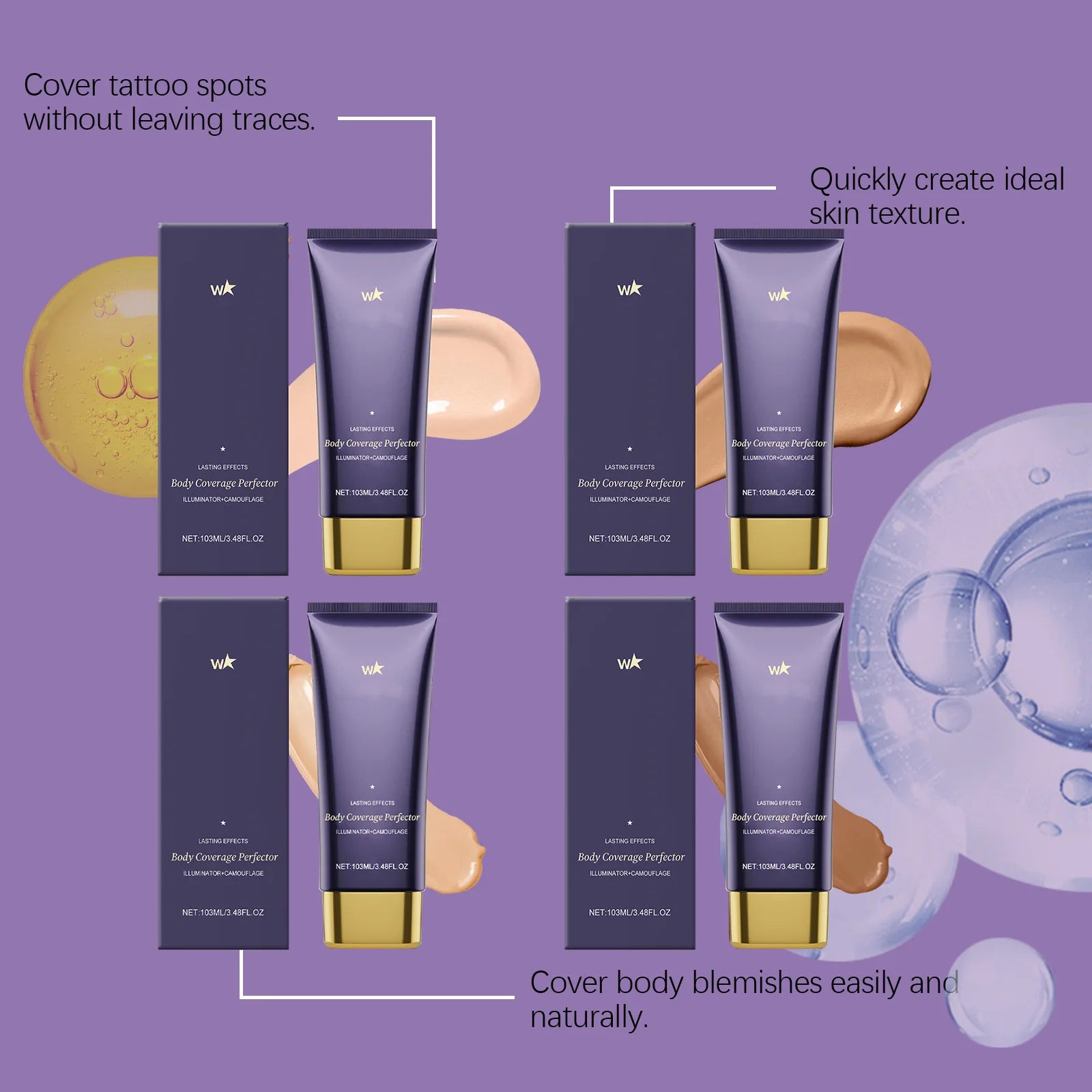 Beauty Body Coverage Perfector–Waterproof Leg & Body Makeup-Concealer For Scars, Spots, Veins, Tattoos and More Blend Cosmetics