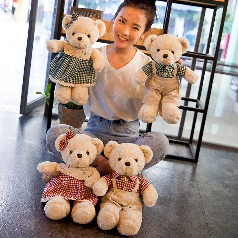 Cartoon 1 PCS Lover Wedding Bear Doll Soft Stuffed Plush Toy Dress Bear Animal Doll For Audlt Birthday Gift