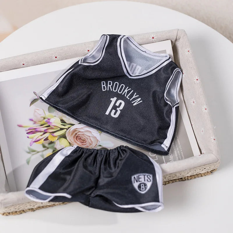 25cm Cute Bear Plush Toy Stuffed Teddy Bear Wear Basketball Star T-shirt Kids Toys Birthday Christmas Gift for Basketball Fans