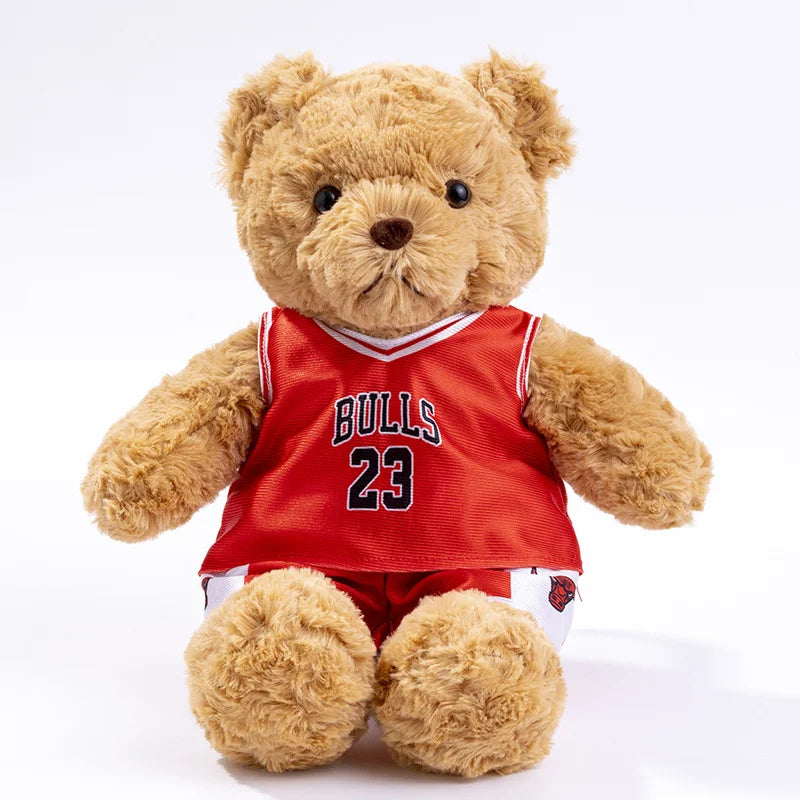 25cm Cute Bear Plush Toy Stuffed Teddy Bear Wear Basketball Star T-shirt Kids Toys Birthday Christmas Gift for Basketball Fans