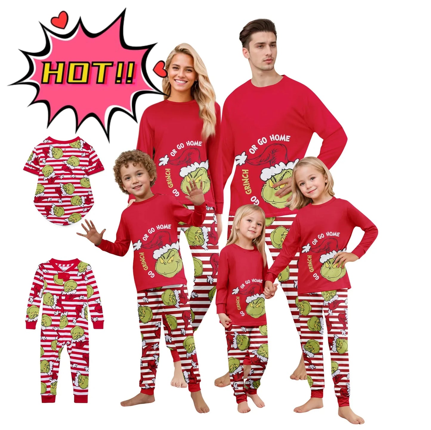 Family Matching Christmas Pjs, Playful Cartoon 2-Piece Pajama Set, Festive And Fun Holiday Sleepwear For The Whole Family