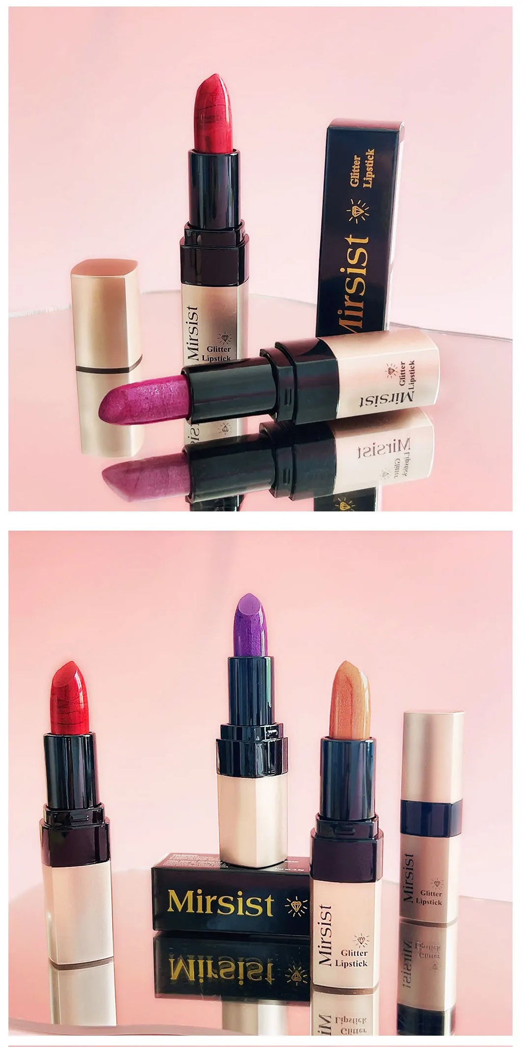 Diamond Lip Gloss Pearlescent Glitter Metallic Shine 6 Color Plump Lipstick Waterproof Long Lasting Lip Makeup