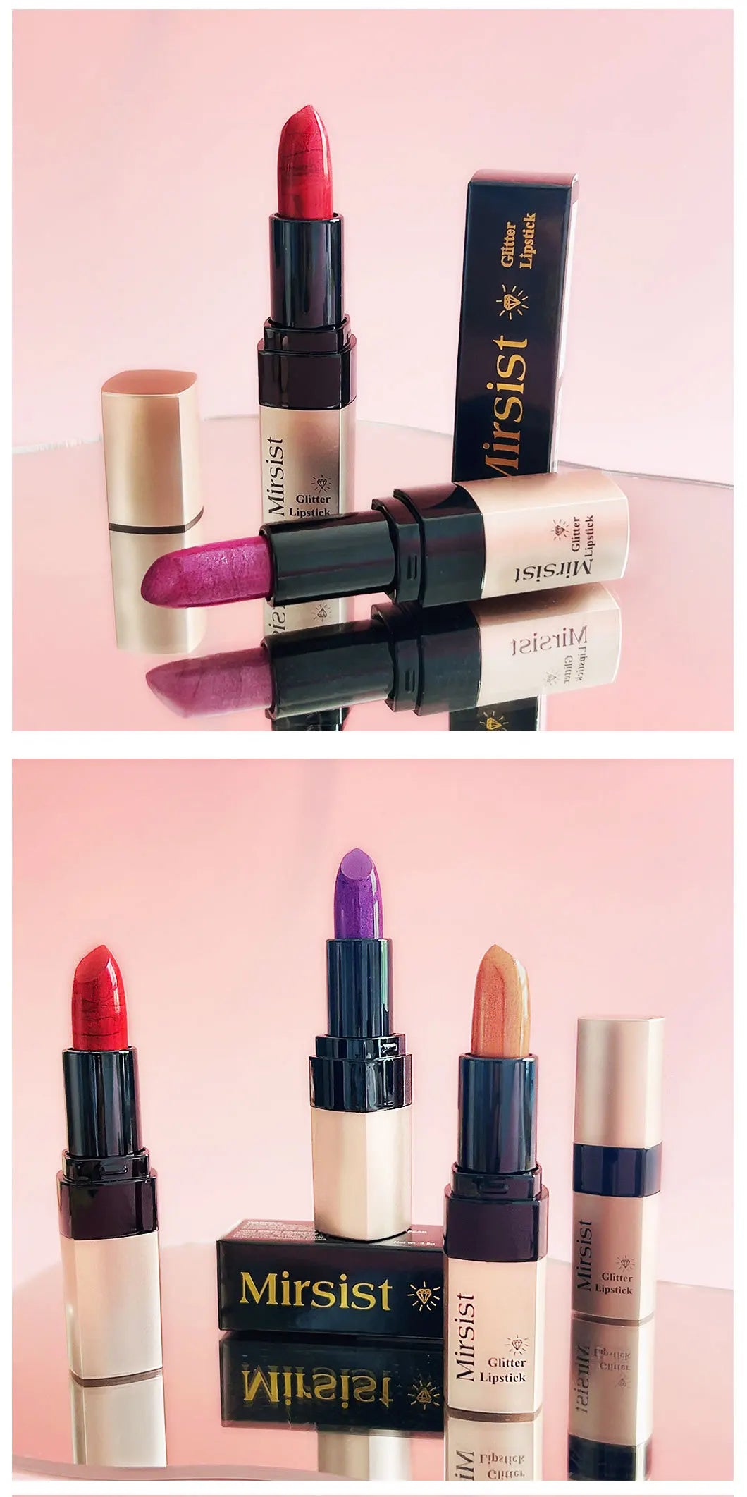 Diamond Lip Gloss Pearlescent Glitter Metallic Shine 6 Color Plump Lipstick Waterproof Long Lasting Lip Makeup