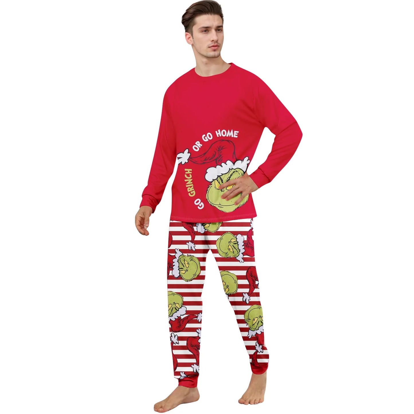 Family Matching Christmas Pjs, Playful Cartoon 2-Piece Pajama Set, Festive And Fun Holiday Sleepwear For The Whole Family