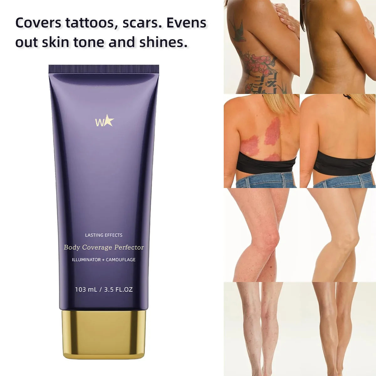 Beauty Body Coverage Perfector–Waterproof Leg & Body Makeup-Concealer For Scars, Spots, Veins, Tattoos and More Blend Cosmetics