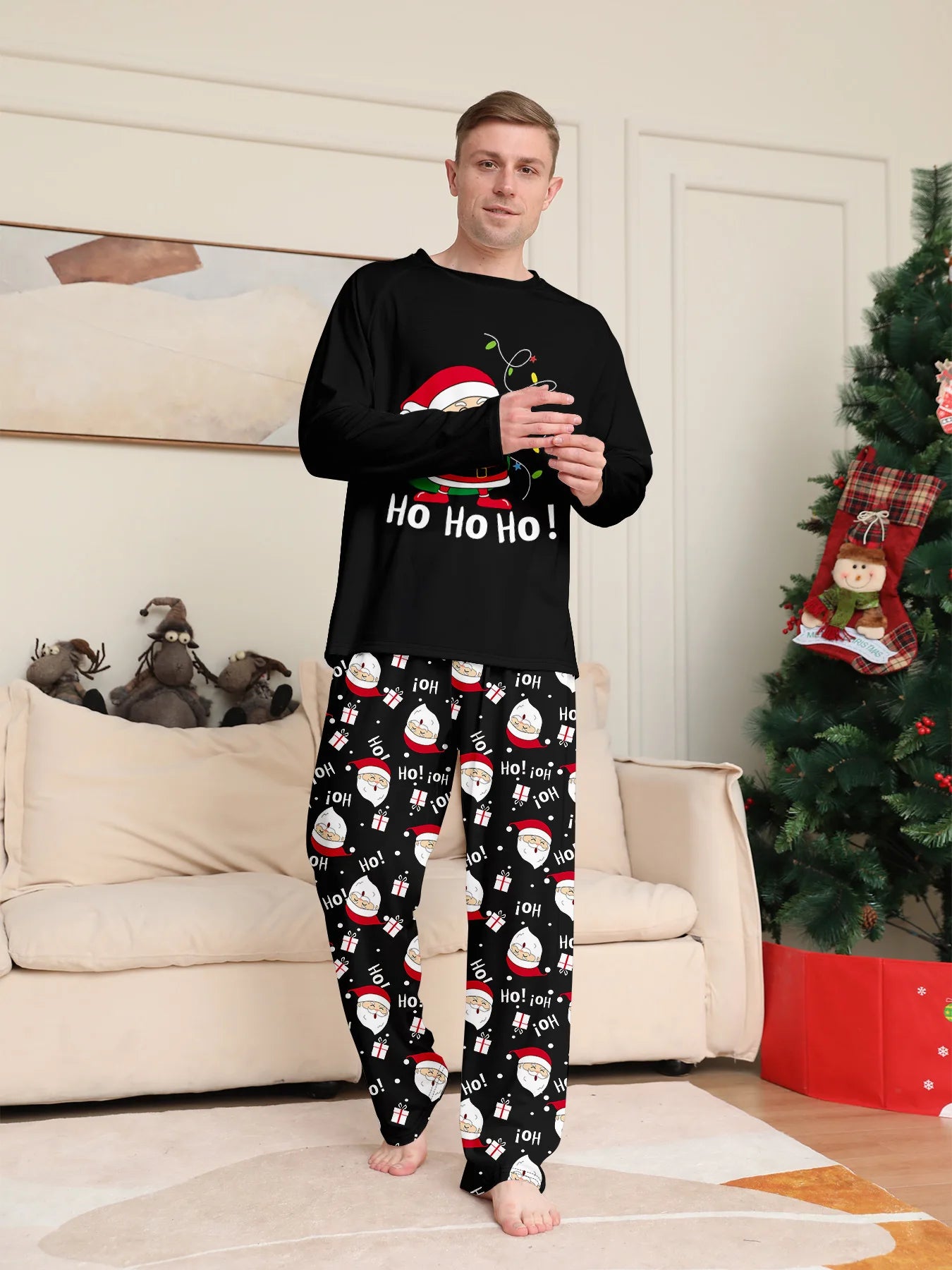 2025 Family Christmas Pajamas Parent-child Clothing Set Santa Claus Print 2 Pieces Suit Soft Loose Sleepwear Xmas Look Pyjamas