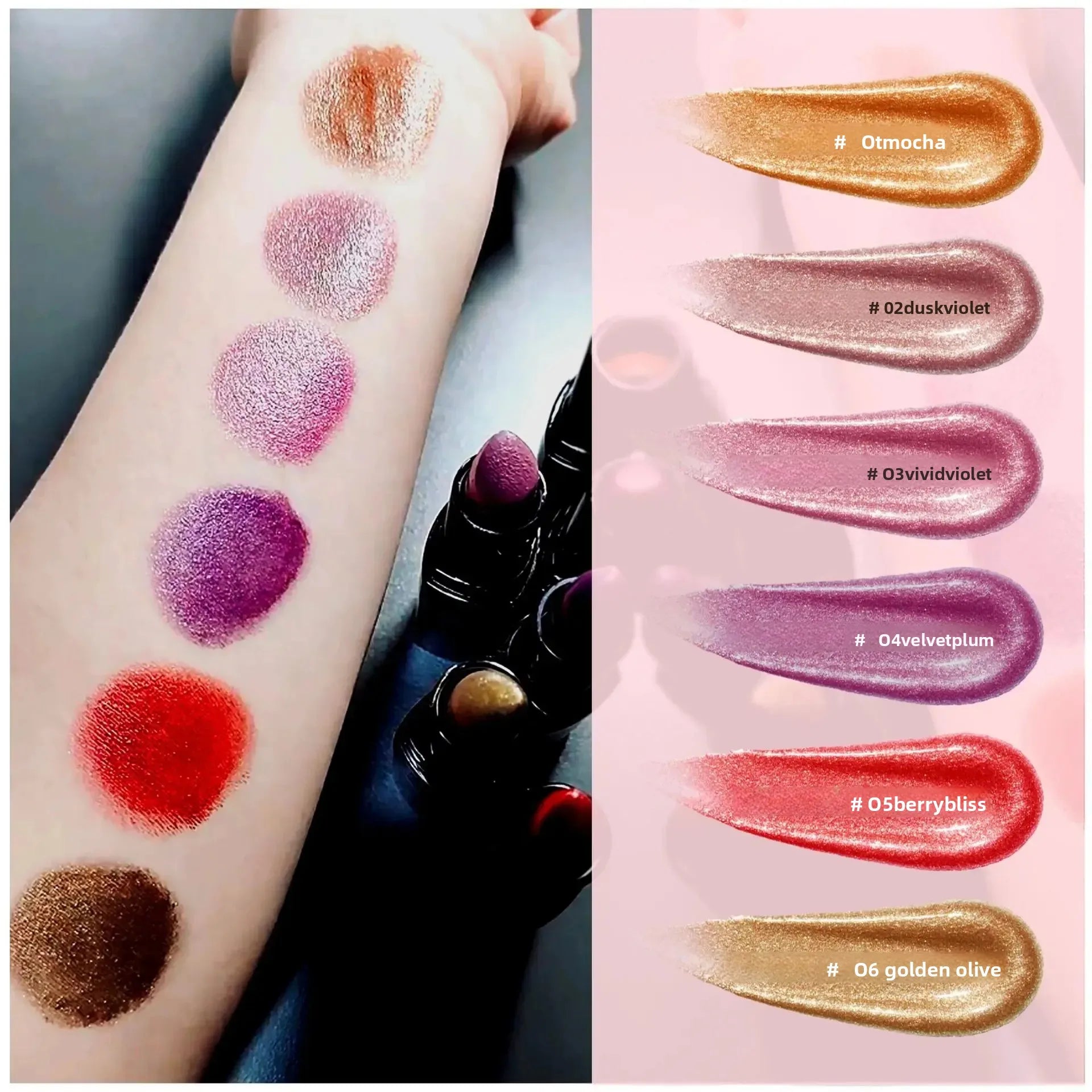 Diamond Lip Gloss Pearlescent Glitter Metallic Shine 6 Color Plump Lipstick Waterproof Long Lasting Lip Makeup