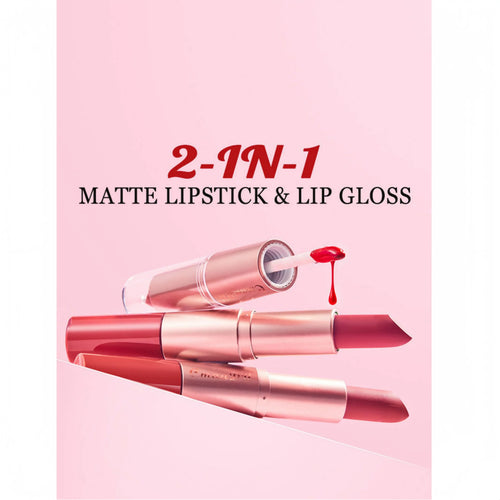 3pcs Lipstick Lipgloss Set Double Head Non-stick Cup Makeup Waterproof Sexy Woman Lip Makeup Long Lasting Lipsticks Kit