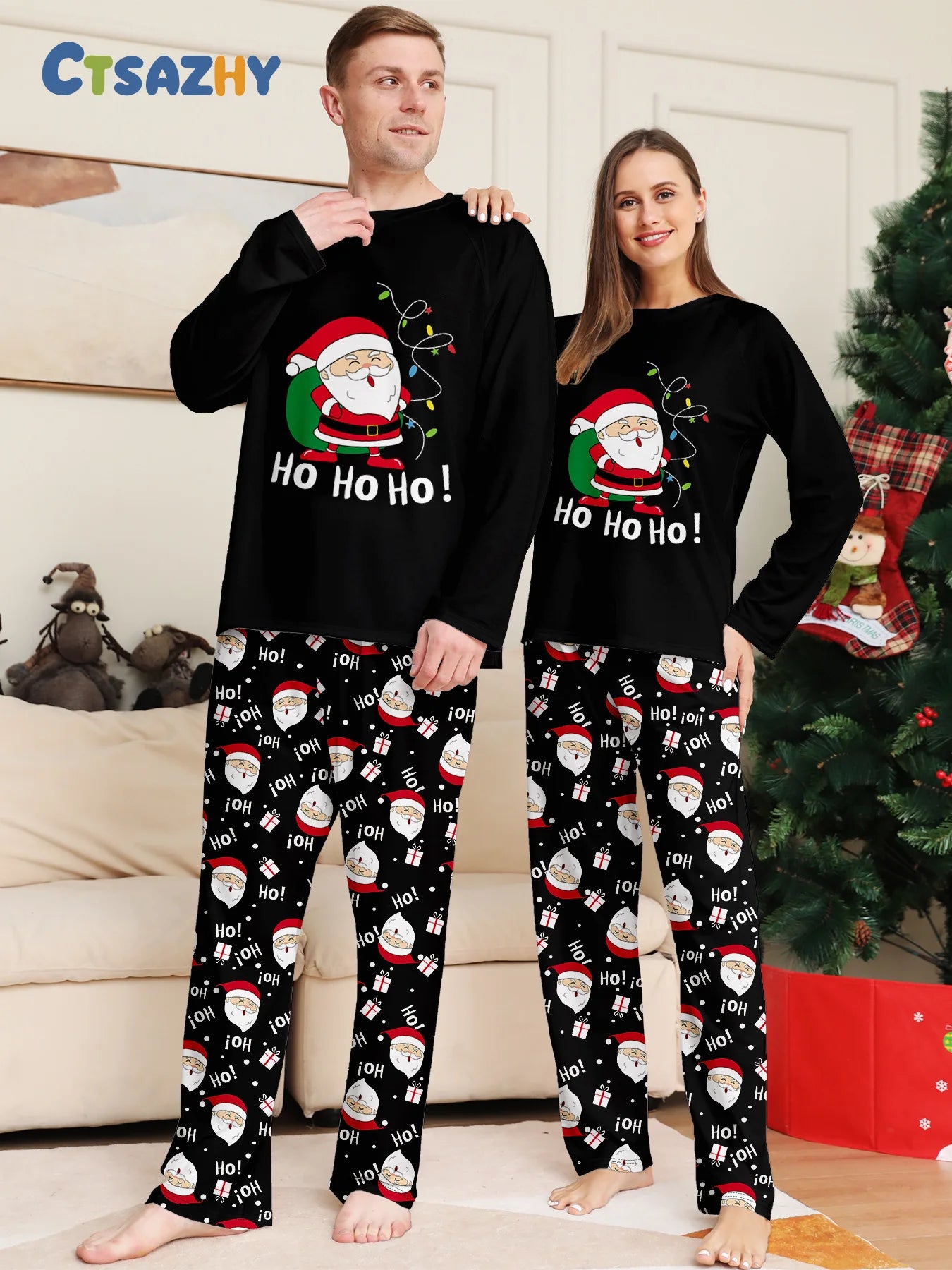 2025 Family Christmas Pajamas Parent-child Clothing Set Santa Claus Print 2 Pieces Suit Soft Loose Sleepwear Xmas Look Pyjamas