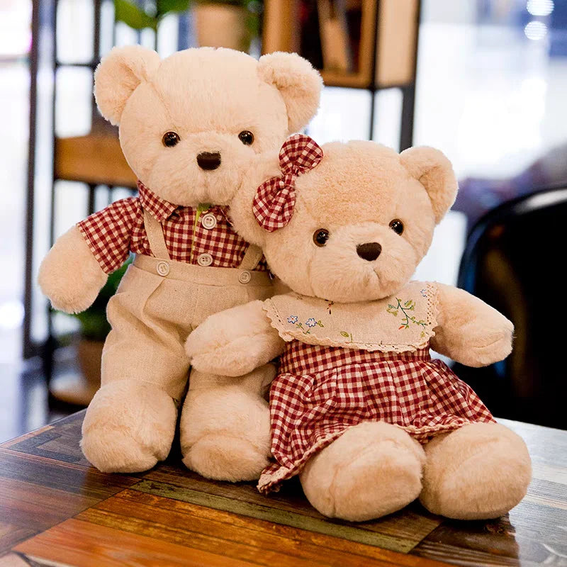 Cartoon 1 PCS Lover Wedding Bear Doll Soft Stuffed Plush Toy Dress Bear Animal Doll For Audlt Birthday Gift
