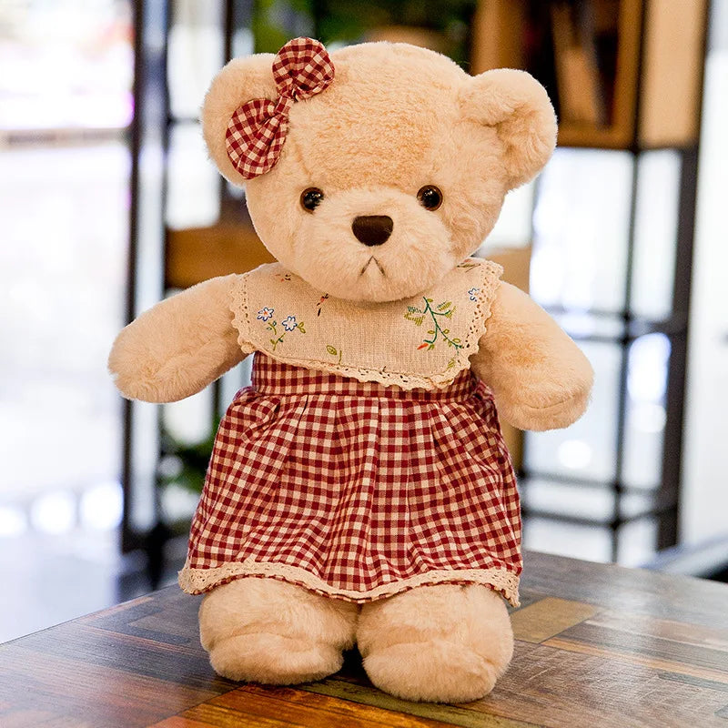 Cartoon 1 PCS Lover Wedding Bear Doll Soft Stuffed Plush Toy Dress Bear Animal Doll For Audlt Birthday Gift