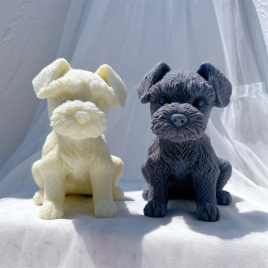 Schnauzer Puppy Figurine Silicone Candle Mold Animal Puppies Soy Wax Silicone Mould Pet Dog Lover Home Decor