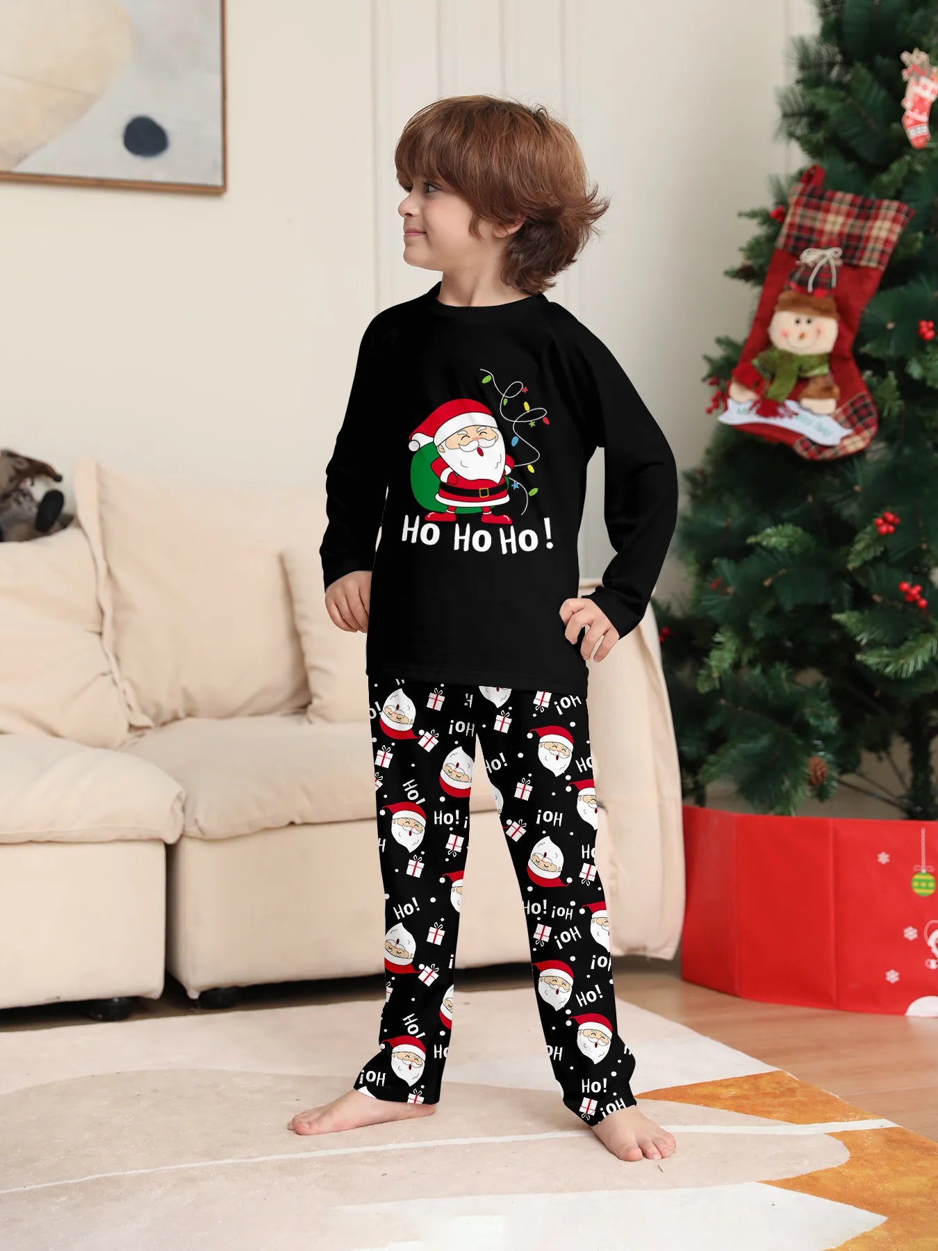 2025 Family Christmas Pajamas Parent-child Clothing Set Santa Claus Print 2 Pieces Suit Soft Loose Sleepwear Xmas Look Pyjamas