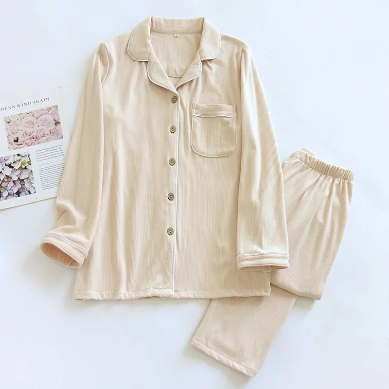 2025 Autumn/Winter New Women's Pajama Set Casual Loose German Velvet Long Sleeve Pants Two Piece Set Thickened Home Fur Pajama