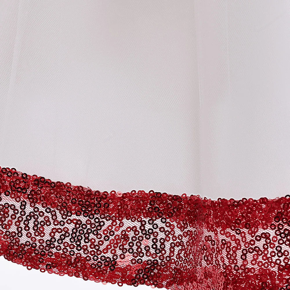 Robe de carnaval de Noël à paillettes brillantes pour filles, robe de princesse rouge avec nœud, robe tutu pour concours de beauté, costumes d'Halloween pour filles