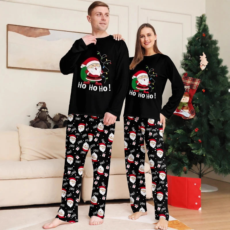 2025 Family Christmas Pajamas Parent-child Clothing Set Santa Claus Print 2 Pieces Suit Soft Loose Sleepwear Xmas Look Pyjamas