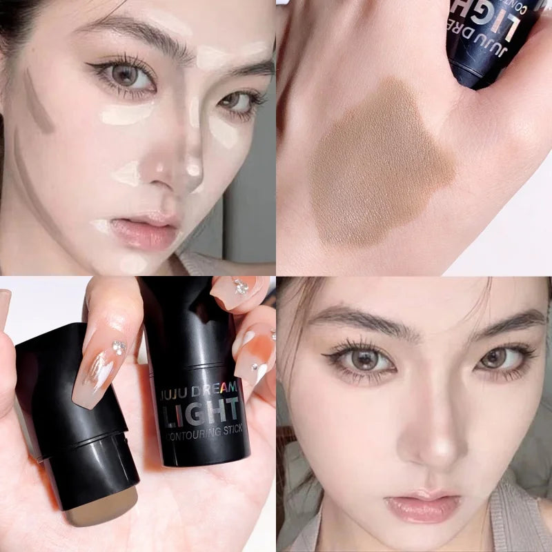 Stick contour illuminateur, ombre à paupières crème, maquillage nude naturel, effet illuminateur tridimensionnel, effet ver à soie