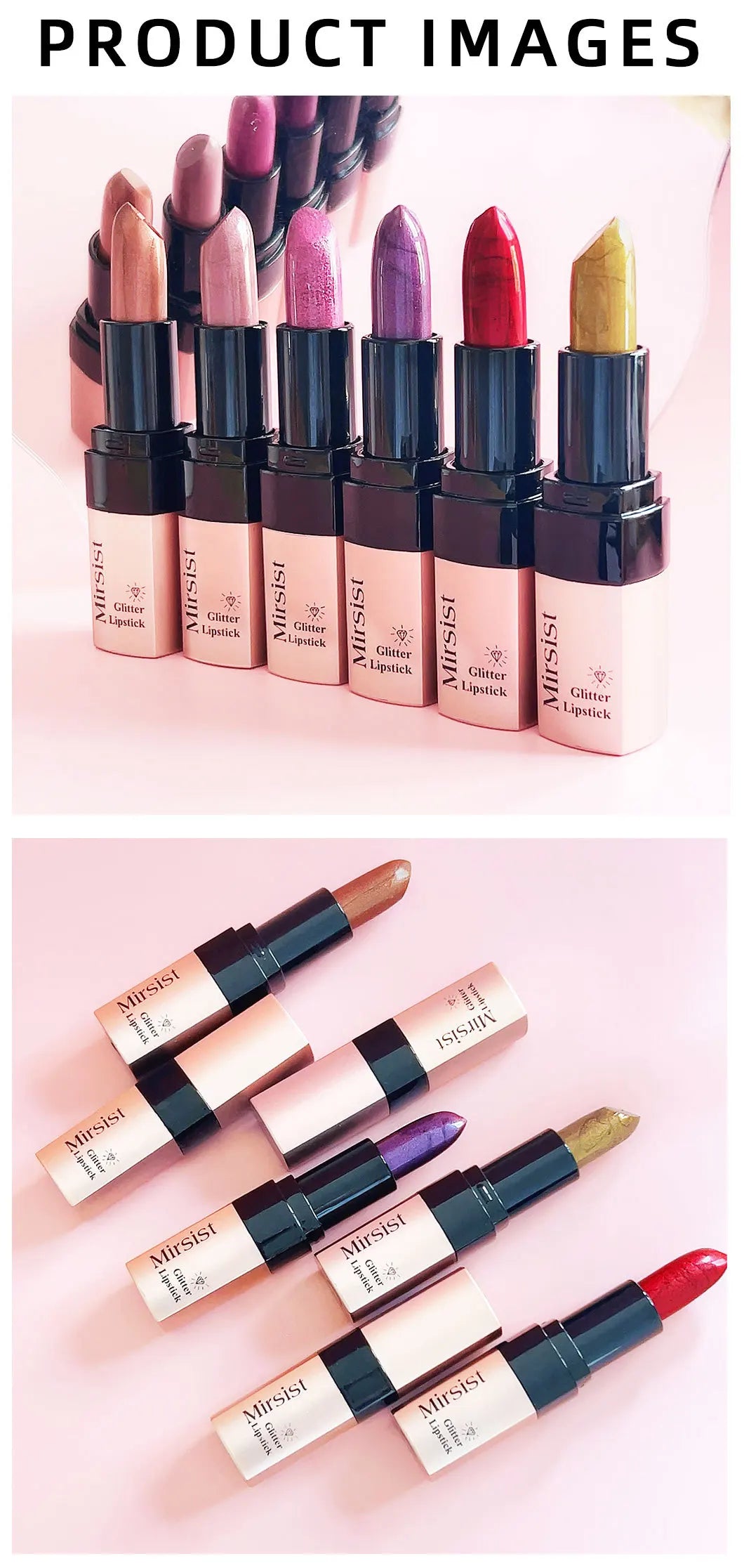 Diamond Lip Gloss Pearlescent Glitter Metallic Shine 6 Color Plump Lipstick Waterproof Long Lasting Lip Makeup