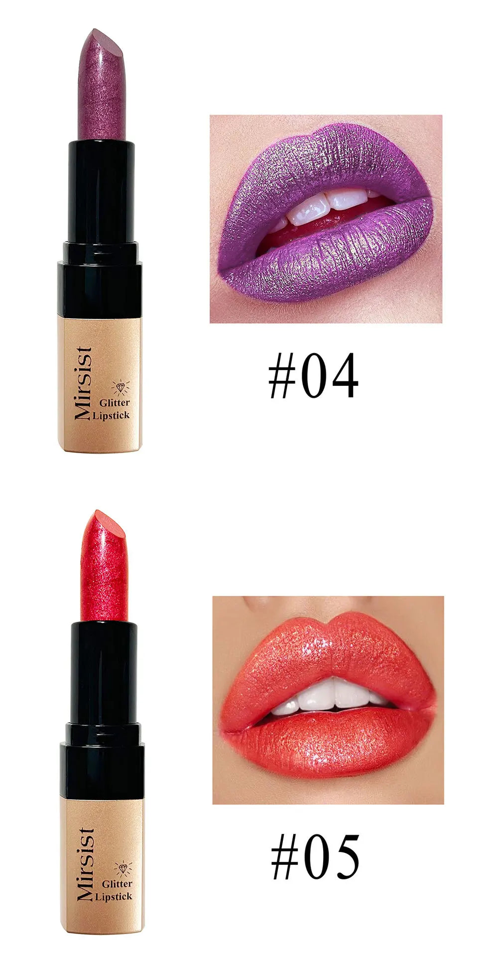 Diamond Lip Gloss Pearlescent Glitter Metallic Shine 6 Color Plump Lipstick Waterproof Long Lasting Lip Makeup