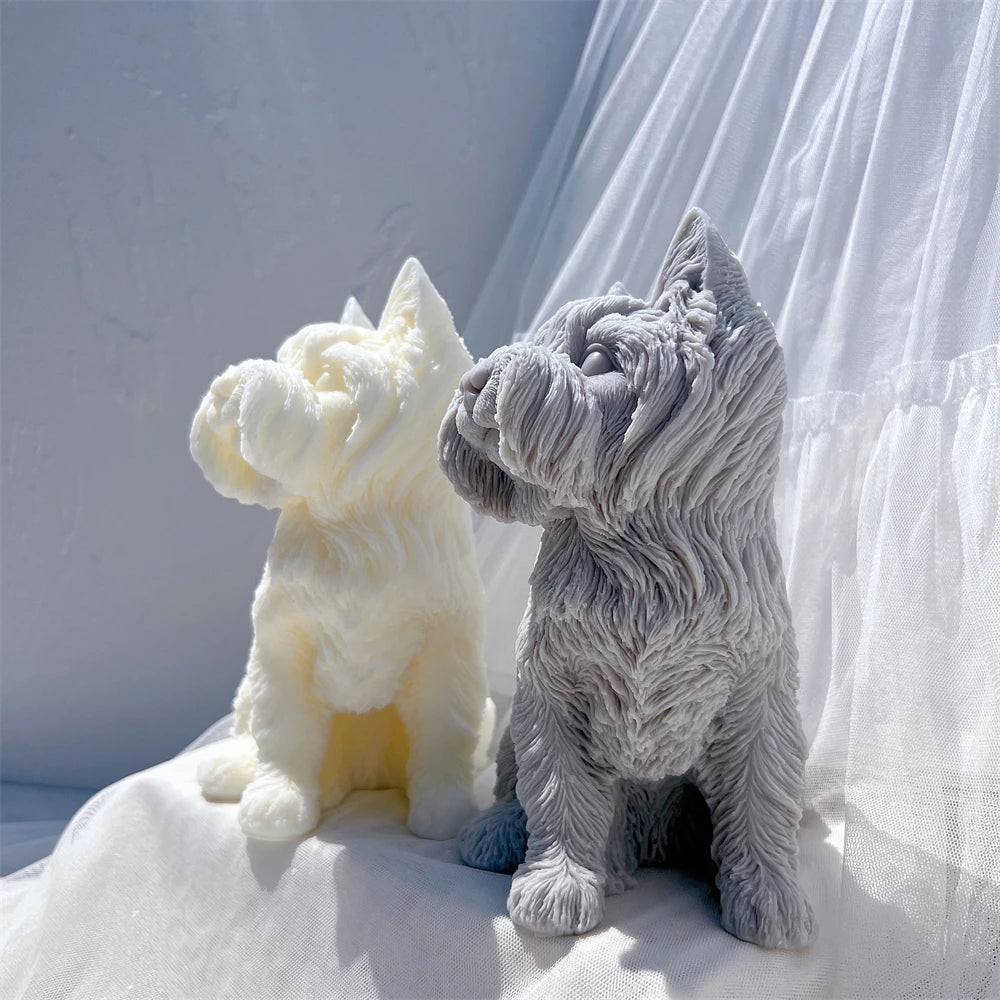 Yorkshire Terrier Dog Statue Candle Silicone Mold Animal Pet Puppy Soy Wax Silicone Mould Figurine Dog Lover Home Garden Decor