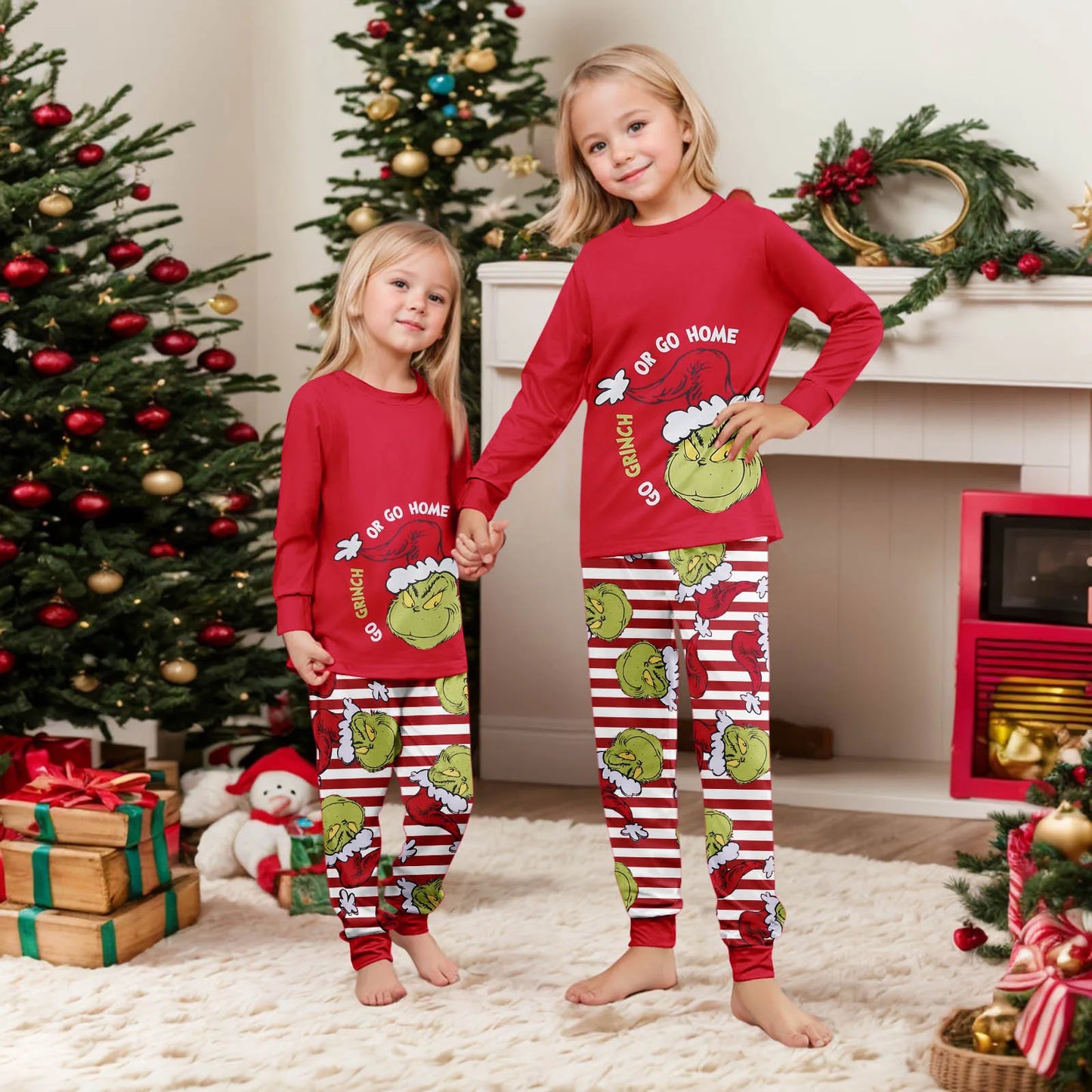 Family Matching Christmas Pjs, Playful Cartoon 2-Piece Pajama Set, Festive And Fun Holiday Sleepwear For The Whole Family