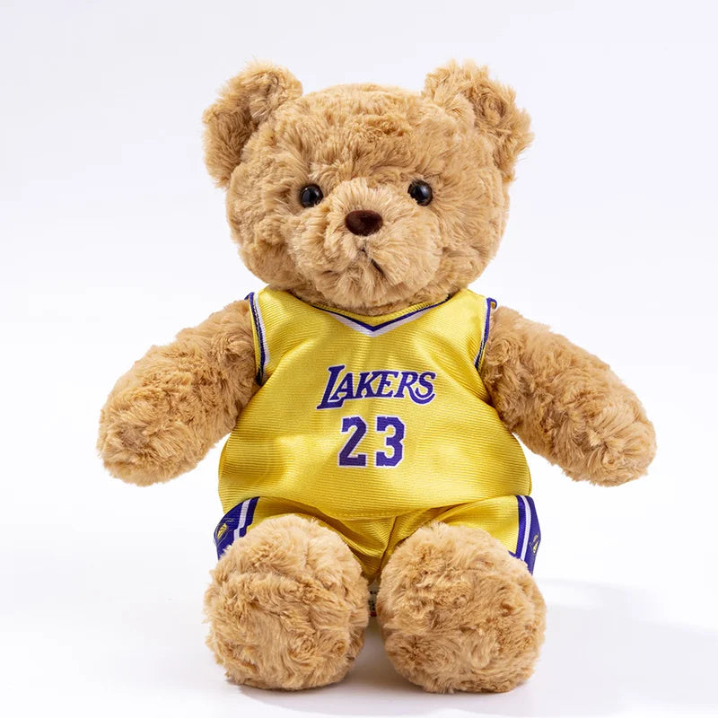 25cm Cute Bear Plush Toy Stuffed Teddy Bear Wear Basketball Star T-shirt Kids Toys Birthday Christmas Gift for Basketball Fans
