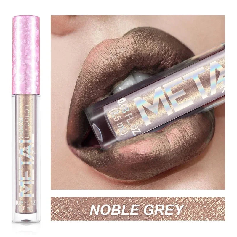 12 Colors Waterproof Metallic Shiny Lip Gloss Glitter Matte Liquid Lipstick Shimmer Lip Tint Long Lasting Lips Makeup Cosmetics