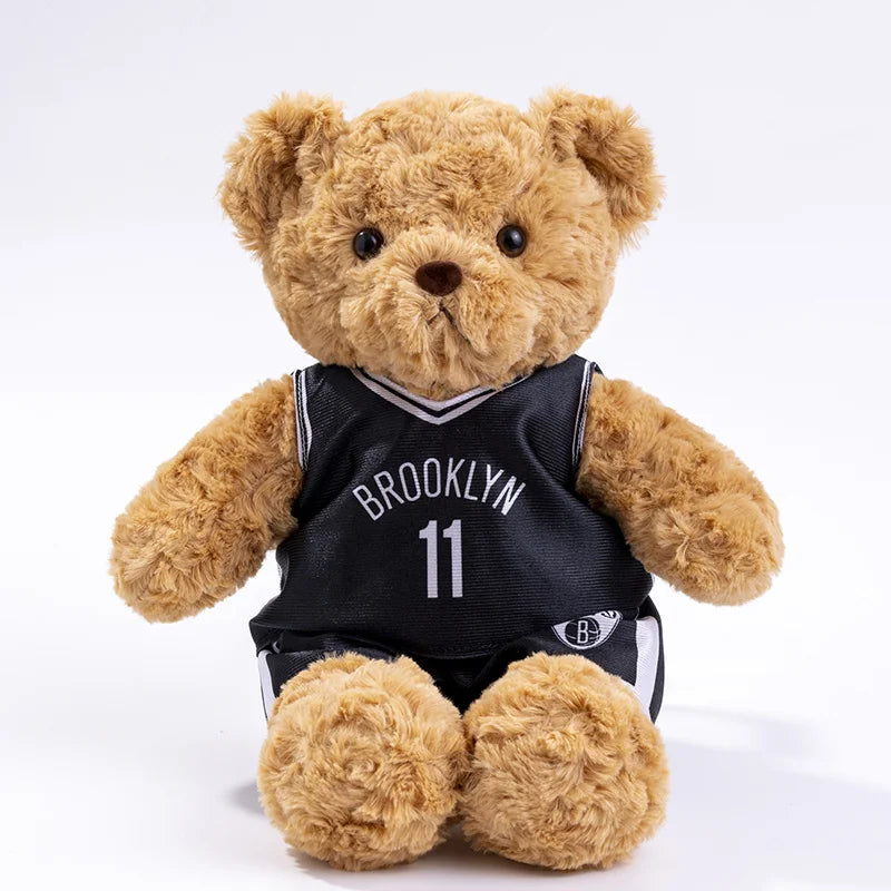 25cm Cute Bear Plush Toy Stuffed Teddy Bear Wear Basketball Star T-shirt Kids Toys Birthday Christmas Gift for Basketball Fans