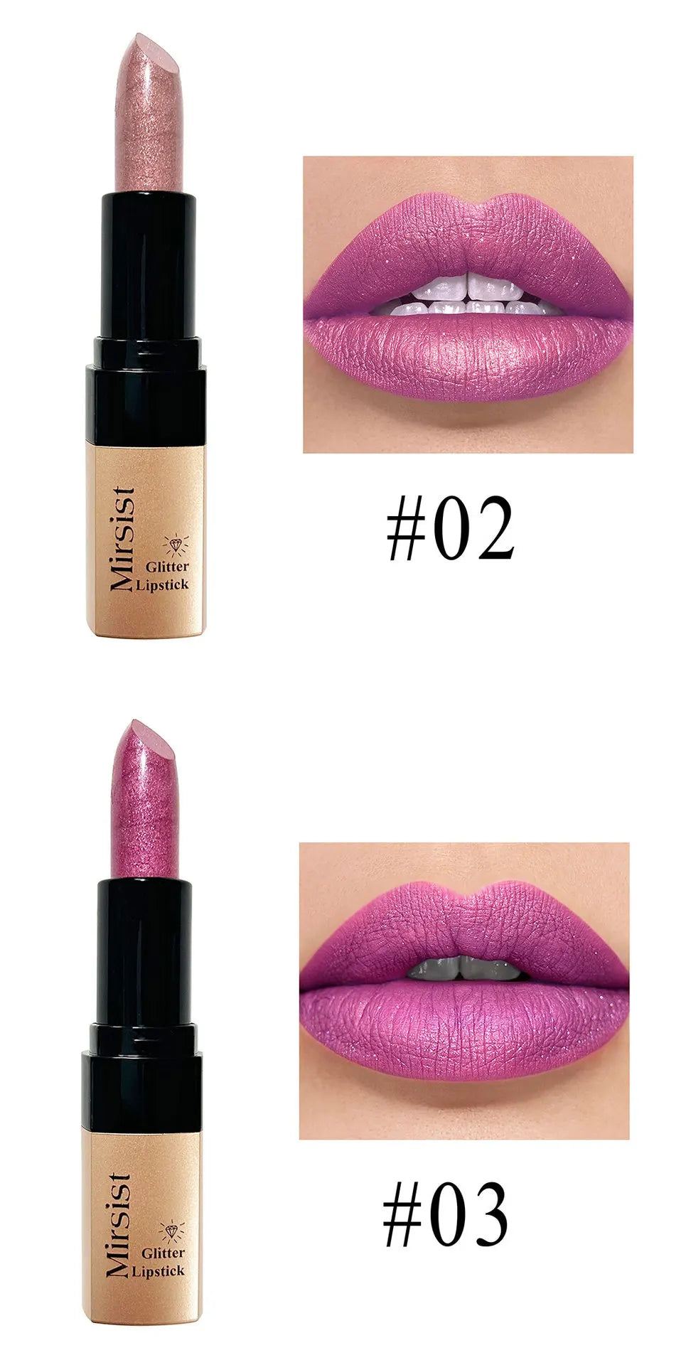Diamond Lip Gloss Pearlescent Glitter Metallic Shine 6 Color Plump Lipstick Waterproof Long Lasting Lip Makeup