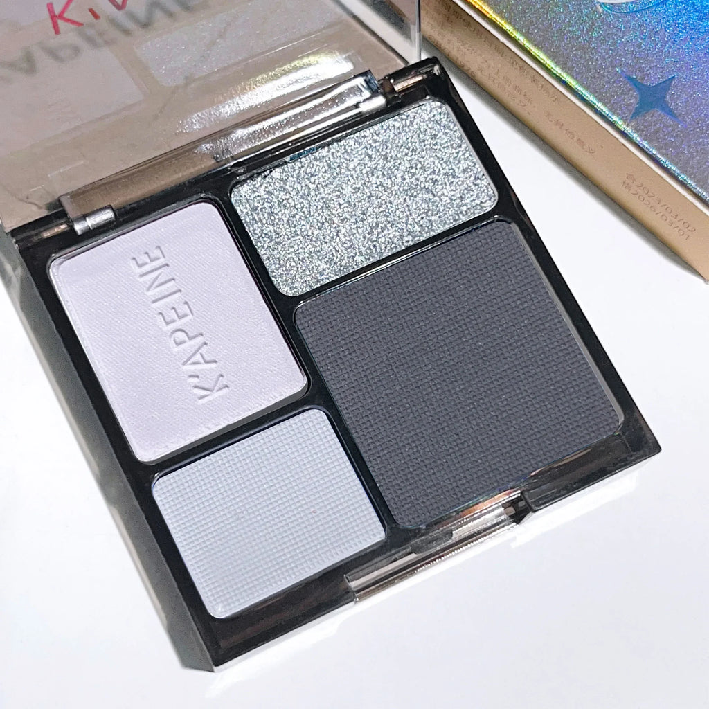 Four-color eyeshadow disc fine glitter pearlescent matte blue milk tea color mini eyeshadow student makeup