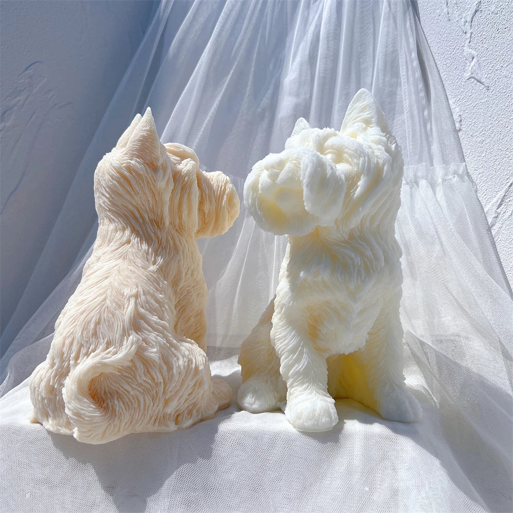 Yorkshire Terrier Dog Statue Candle Silicone Mold Animal Pet Puppy Soy Wax Silicone Mould Figurine Dog Lover Home Garden Decor