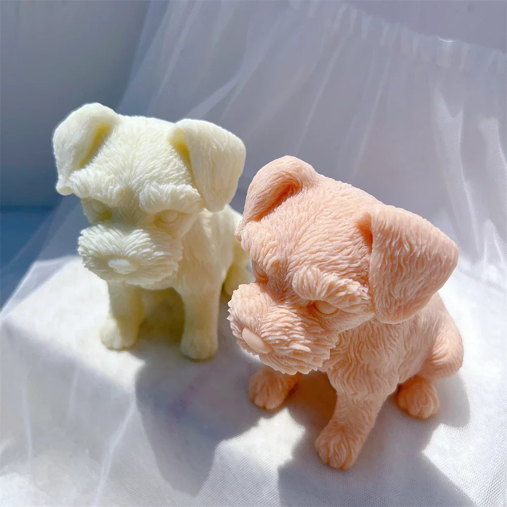Schnauzer Puppy Figurine Silicone Candle Mold Animal Puppies Soy Wax Silicone Mould Pet Dog Lover Home Decor