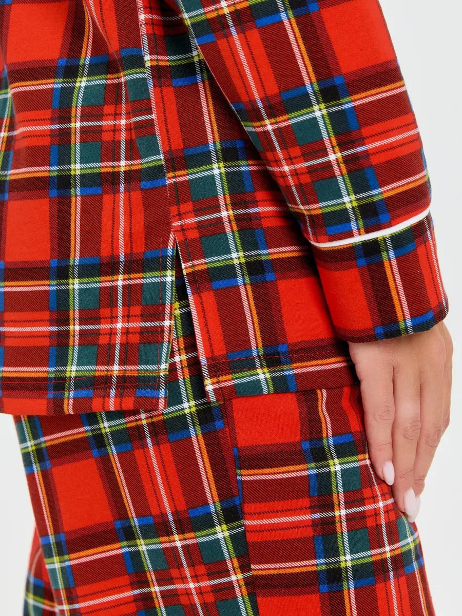 Mozuleva 100% Cotton Plaid Long Sleeved Pants Pajamas Set Autumn New Women's Comfortable Home Clothing Nightgown 2-Piece Set