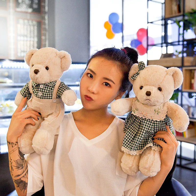 Cartoon 1 PCS Lover Wedding Bear Doll Soft Stuffed Plush Toy Dress Bear Animal Doll For Audlt Birthday Gift