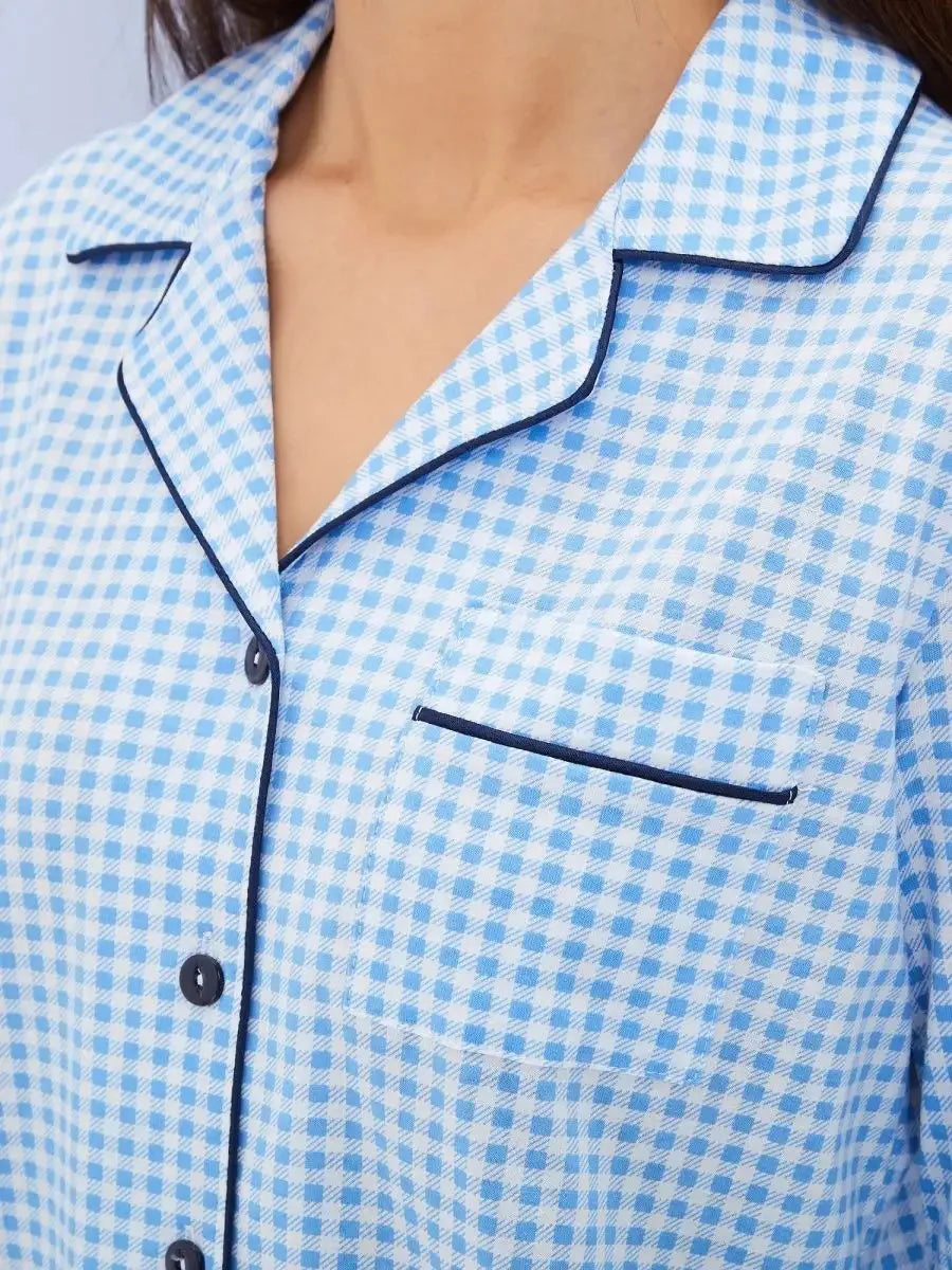 Mozuleva 100% Cotton Plaid Long Sleeved Pants Pajamas Set Autumn New Women's Comfortable Home Clothing Nightgown 2-Piece Set