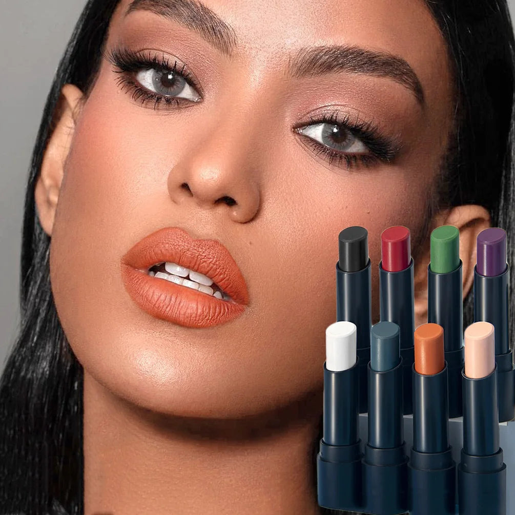 8 Colors Matte Nude Clay Lipstick Vampire Makeup Punk Black Lip Gloss Dark Paint Stick Durable Waterproof Lasting Cosmetics